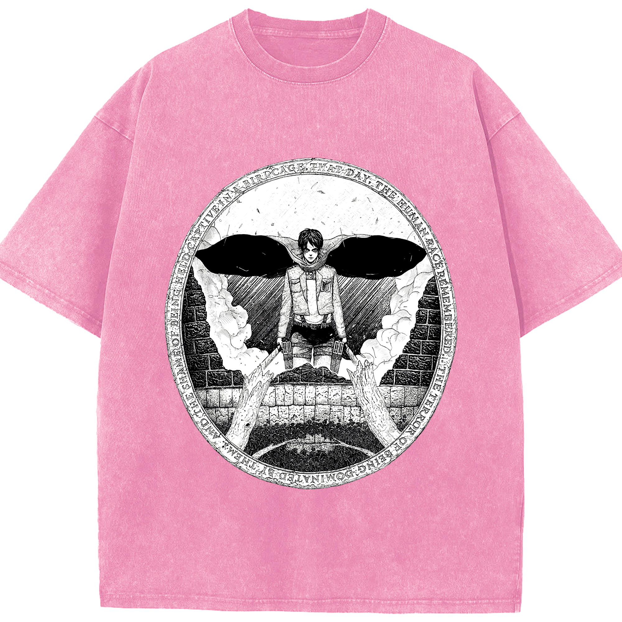（画像用） 進撃の巨人 エレン･イェーガー Attack on Titan Eren Jäger 綿100% ヴィンテージ風 半袖Tシャツ（フロントプリント）